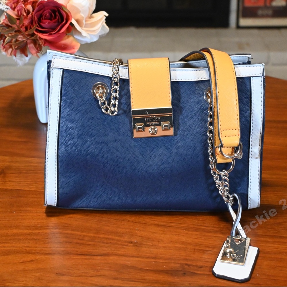 Guess Blue and Tan Women's Bag